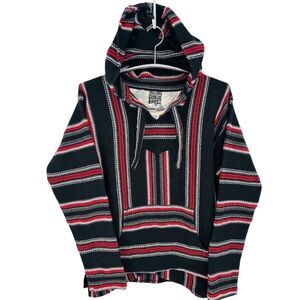 Original Senor Lopez Black and Red Striped Men's Baja Hoodie Size Large